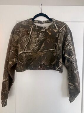 Cropped Realtree Camo Crewneck Sweatshirt - Brown/Green Camo
